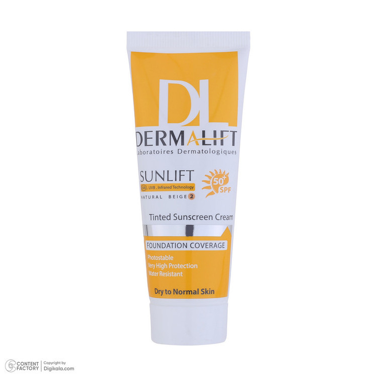 کرم ضدآفتاب درمالیفت مدل SPF50 پوست خشک 2، حجم 40 میلیلیتر