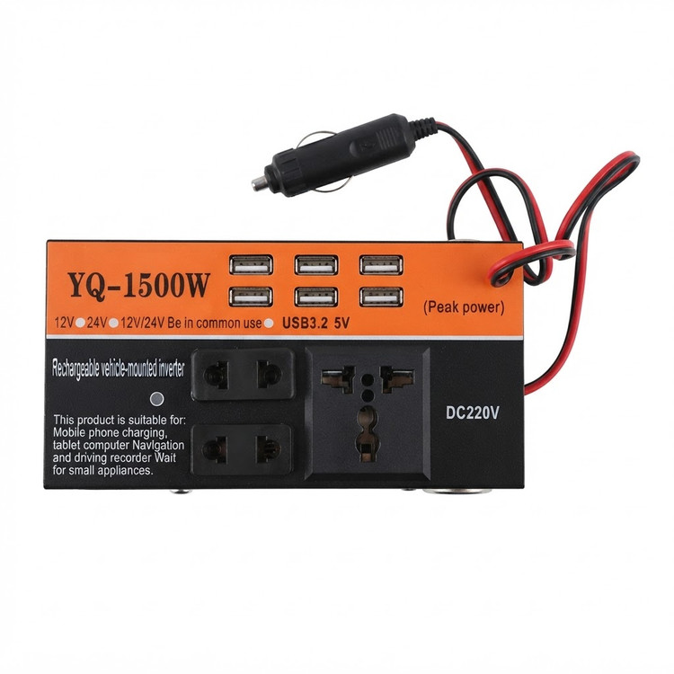 اینورتر خودرویی برق 220 داخل ماشین فندکی و شارژر دار 1500 وات