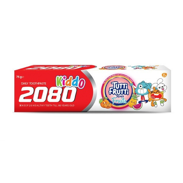 خمیردندان کودک بیست هشتاد 2080 مدل توتی فروتی حجم 75 میلیلیتر