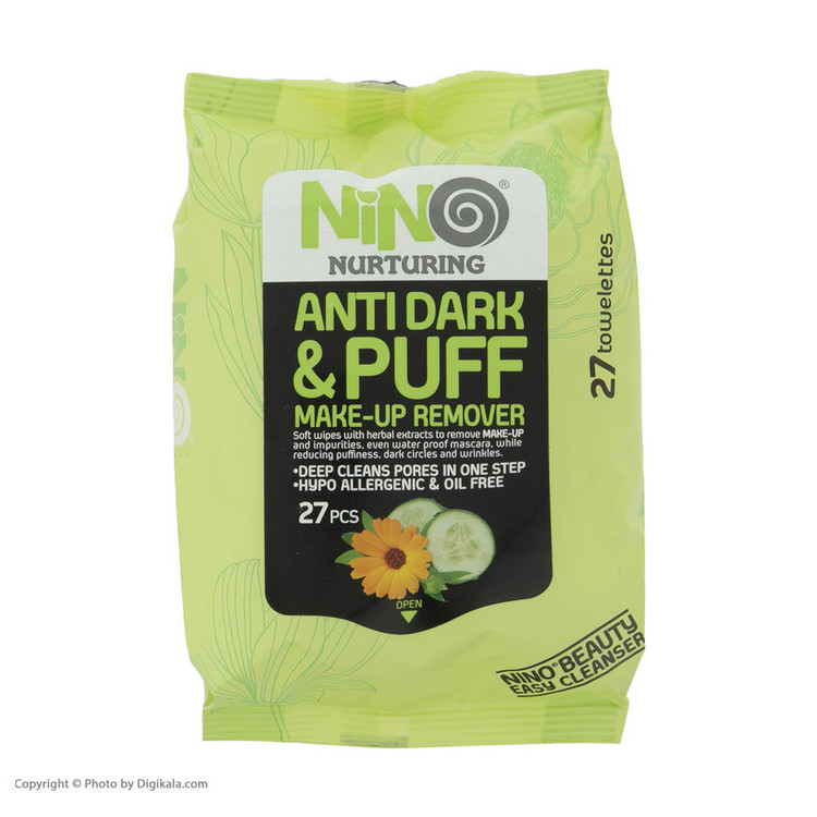 دستمال مرطوب نینو مدل Anti Dark And Puff بسته ۲۷ عددی