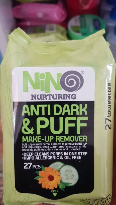 دستمال مرطوب نینو مدل Anti Dark And Puff بسته ۲۷ عددی